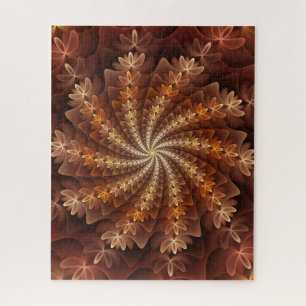 Warm Colours, Trippy Modern Fractal Art Pattern Jigsaw Puzzle