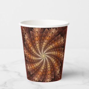 Warm Colours, Trippy Modern Fractal Art Pattern Paper Cups