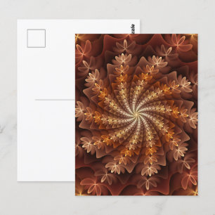 Warm Colours, Trippy Modern Fractal Art Pattern Postcard