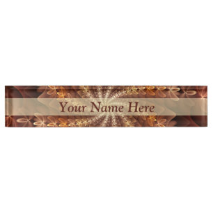 Warm Colours Trippy Modern Fractal Art Pattern Tex Nameplate