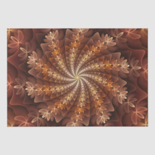 Warm Colours, Trippy Modern Fractal Art Pattern Tissue Paper