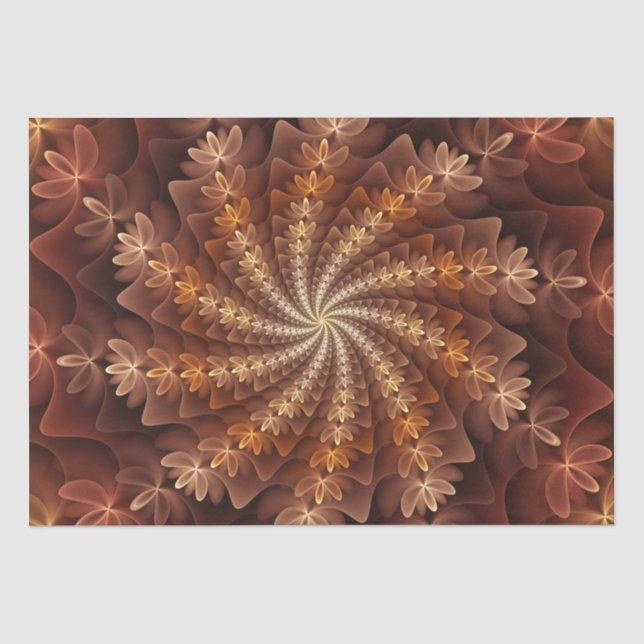 Warm Colours, Trippy Modern Fractal Art Pattern Tissue Paper (Front)