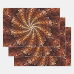 Warm Colours, Trippy Modern Fractal Art Pattern Wrapping Paper Sheet