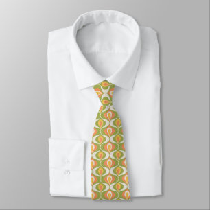 Warm Colours Wavy Ornaments Mid-century Tie