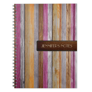Warm Colours Wood Elegant Leather Look #19 Spiral Notebook