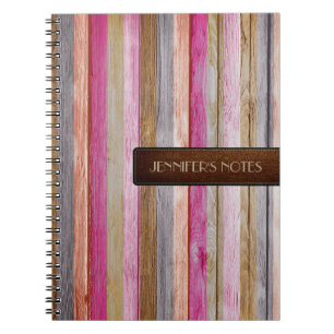 Warm Colours Wood Elegant Leather Look #21 Spiral Notebook