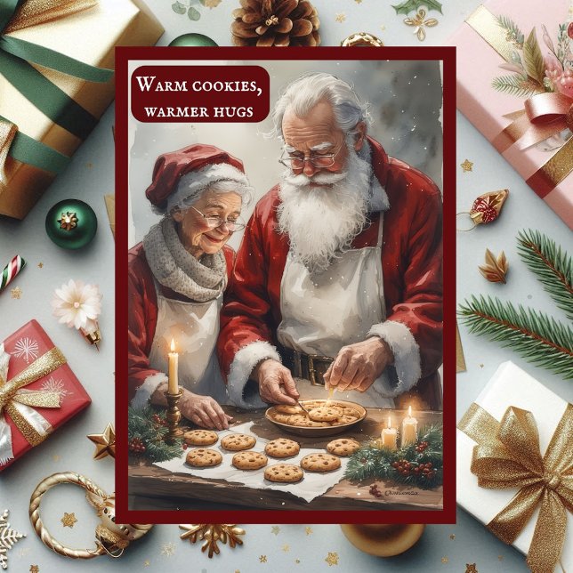 Warm Cookies Warmer Hugs Mrs Santa's Baking Story Holiday Card (Warm Cookies Warmer Hugs Mrs Santa's Baking Story Holiday Card)