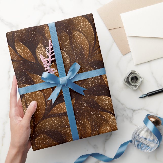 Warm Copper Metallic Brown Glitter Pattern Wrapping Paper (Gifting)