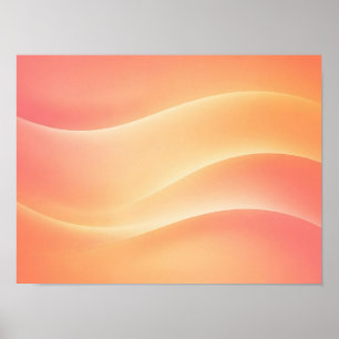 Warm Coral Peach Gradient Abstract Waves Poster