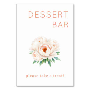 Warm Coral Watercolor Peonies Table Number