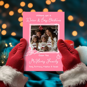 Warm & Cosy Hand Drawn Doodle Photo Christmas Card