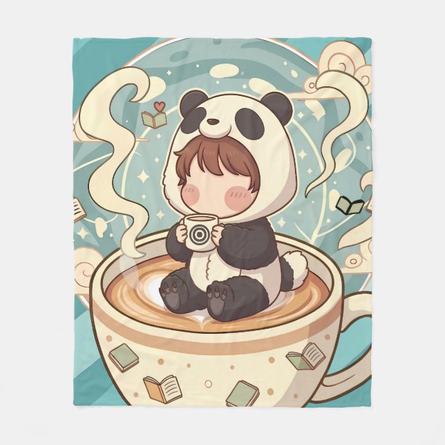 Warm & Cosy Panda Brew Fleece Blanket (Front)