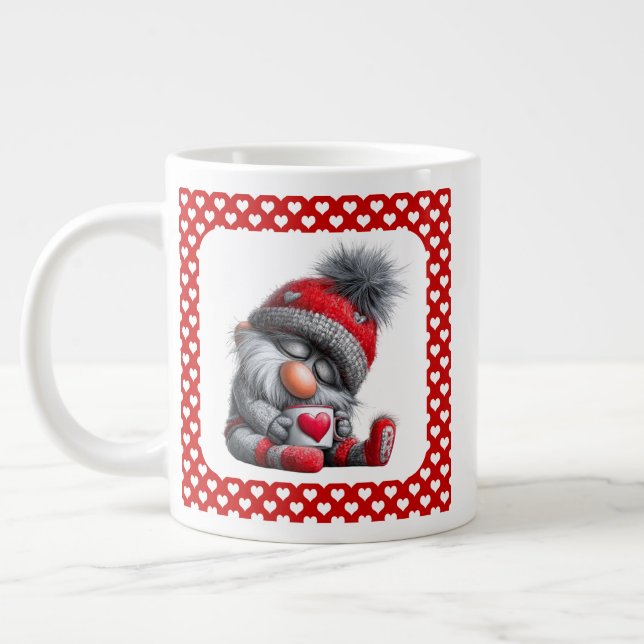 "Warm & Cozy" Sleepy Gnome | Winter Cocoa  Large Coffee Mug (Left)