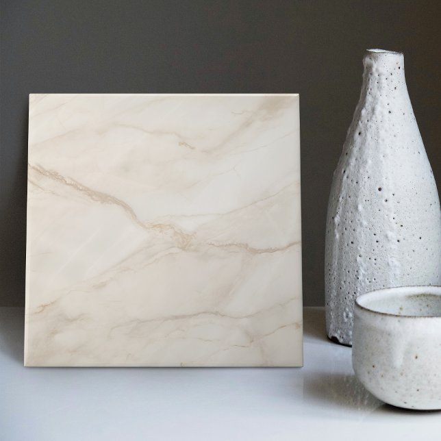 Warm Cream Elegance Faux Marble Luxury Tile (Creator Uploaded)