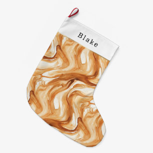 Warm Creamy Caramel Candy Streaks Large Christmas Stocking