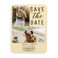 Warm Custard Modern 2 Photos Save the Date Wedding