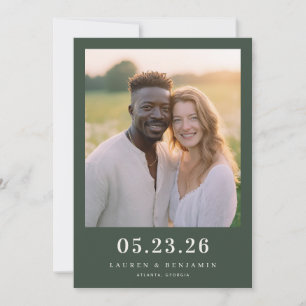 Warm Dark Green Candid Photo Save The Date