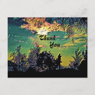 Warm Dawn Sunrise Scenery Trees Thank You Postcard