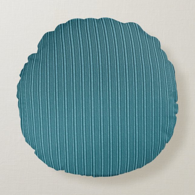 Warm Deep Blue Nautical Stripe Round Cushion (Front)