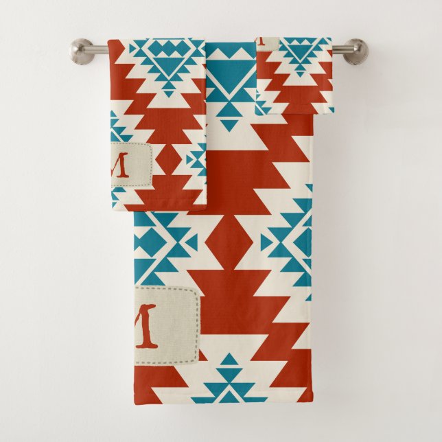 Warm Desert Dreams Southwestern Rustic Pattern Bath Towel Set (Insitu)