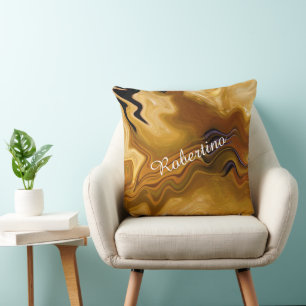 Warm Desert Tones Abstract - Personalize Name Cushion