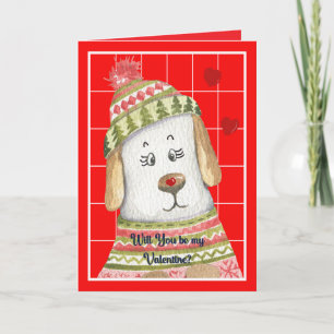 Warm Doggie Valentine Thank You Card