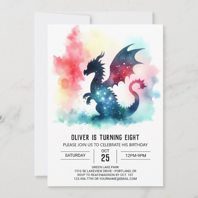 Warm Dragon Birthday DIY Invitation (Front)