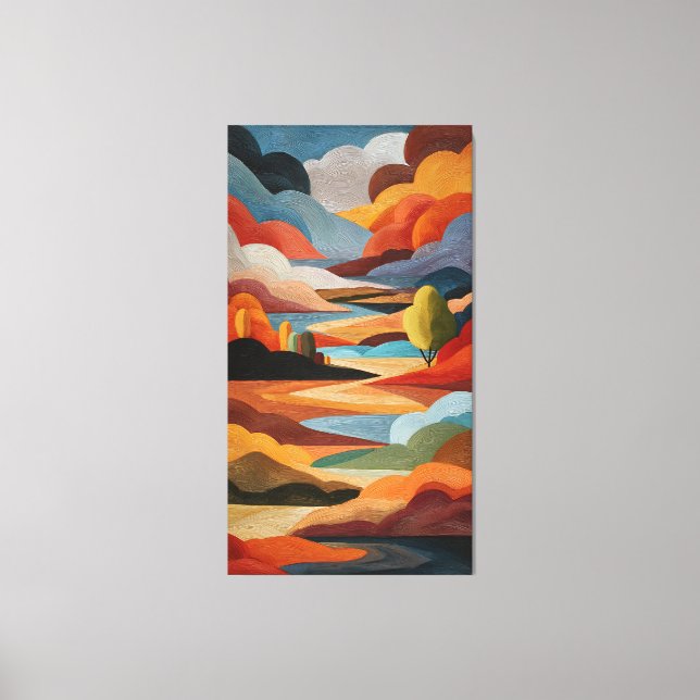 Warm Earth Tone Abstract Landscape Wall Art (Front)