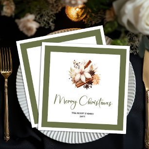 Warm Earth Tone Christmas Tree Personalized Napkin