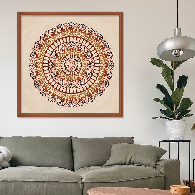 Warm Earth Tones Lotus Henna Mandala Poster (Creator Uploaded)