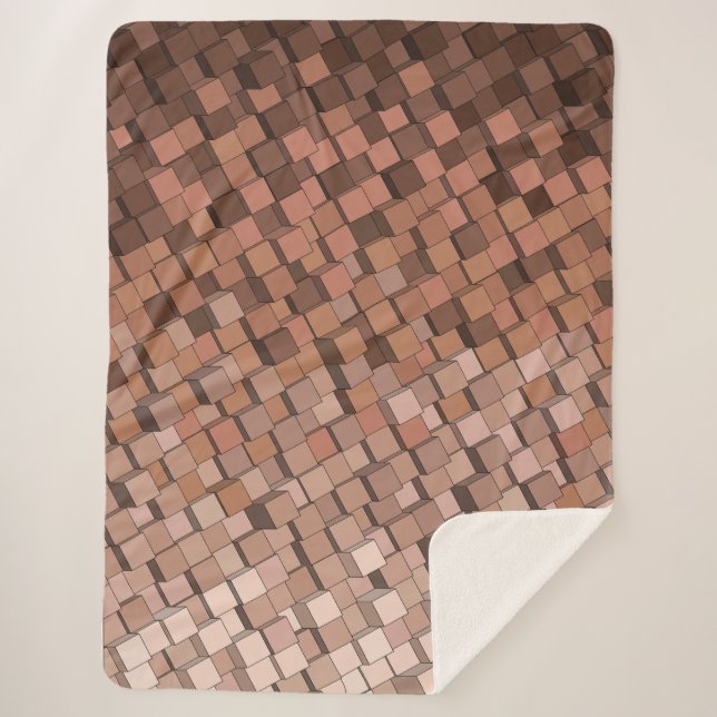 Warm Earthy Geometric 3D Cube Pattern Blanket (Front)