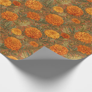 Warm Earthy Marigold Floral Art Wrapping Paper