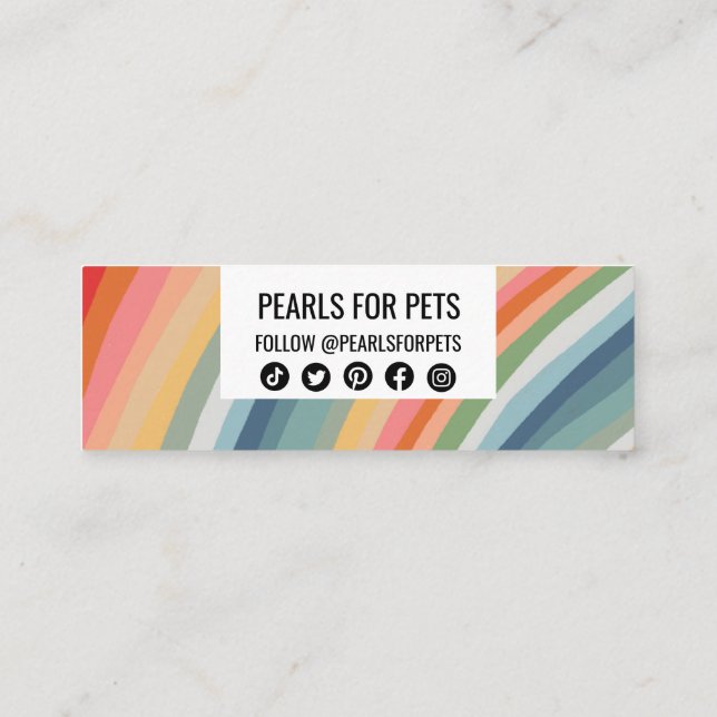 Warm Earthy Rainbow Minimalist Handmade Stripes Loyalty Card (Back)