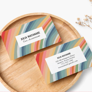 Warm Earthy Rainbow Minimalist Stripes Handmade Business Card