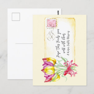 Warm Easter Blessing Tulips Postcard