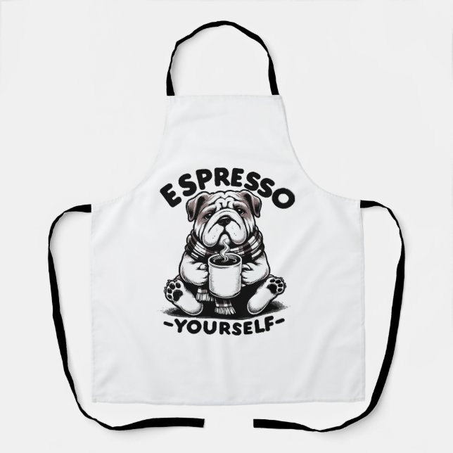 Warm Espresso Bulldog Apron (Front)