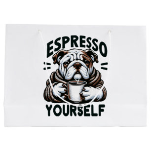 Warm Espresso Bulldog - Cosy Coffee Large Gift Bag