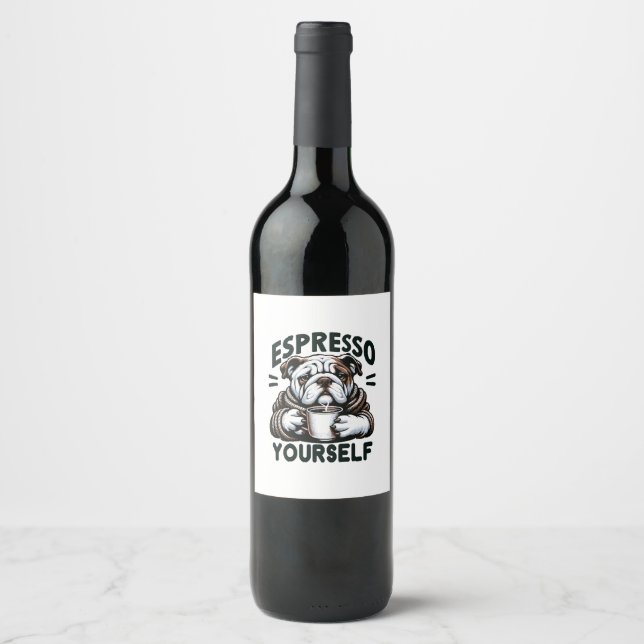 Warm Espresso Bulldog - Cosy Coffee  Wine Label (Front)