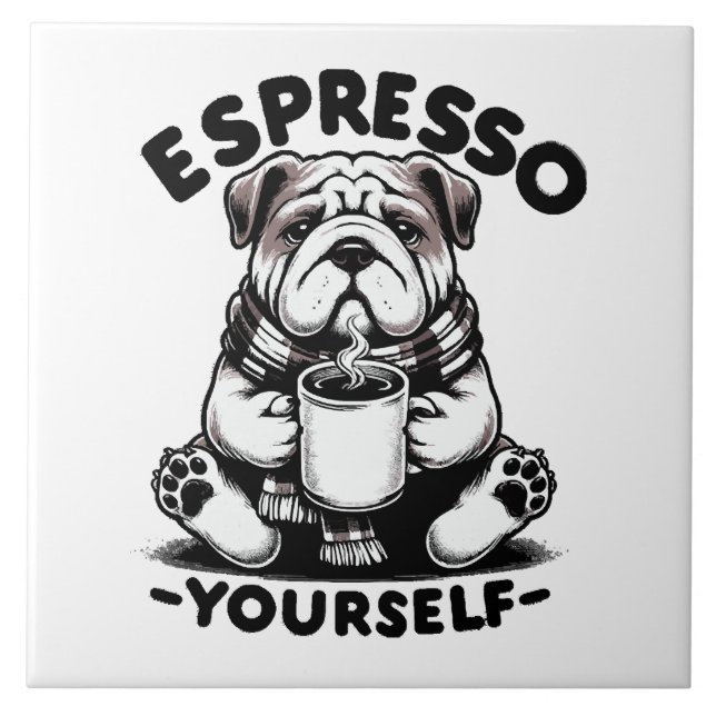 Warm Espresso Bulldog Tile (Front)