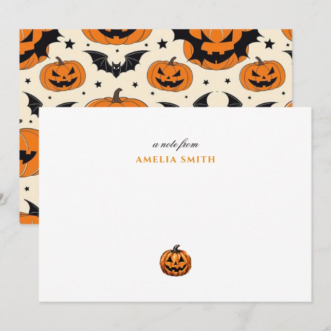 Warm Fall Autumn pumpkin Halloween Party Note Card (Front/Back)