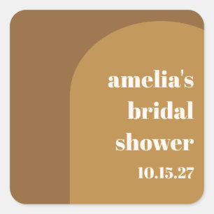 Warm Fall Brown Arch Custom Retro Bridal Shower Square Sticker