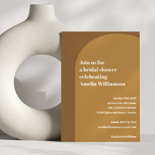Warm Fall Brown Colour Block Arch Bridal Shower Invitation