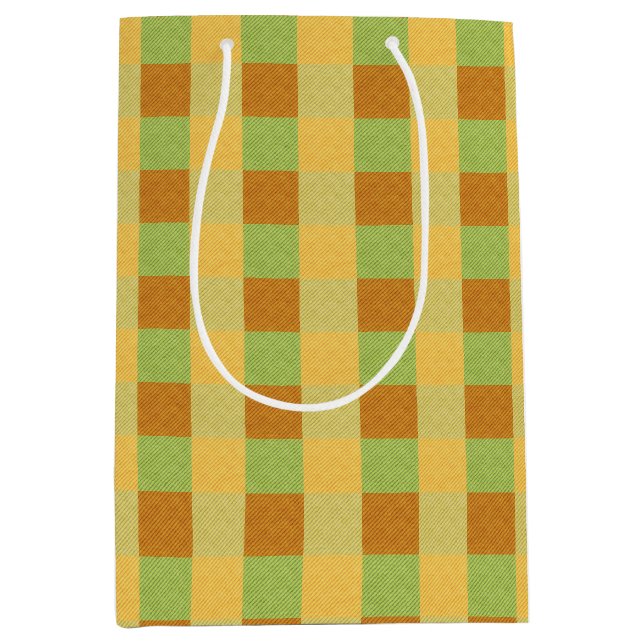 Warm Fall Check Plaid Medium Gift Bag (Front)