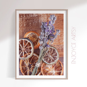 Warm fall citrus lavender cosy kitchen wall art