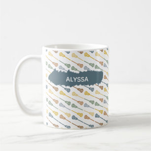Warm Fall Colours Diagonal Lacrosse Sticks Pattern Coffee Mug