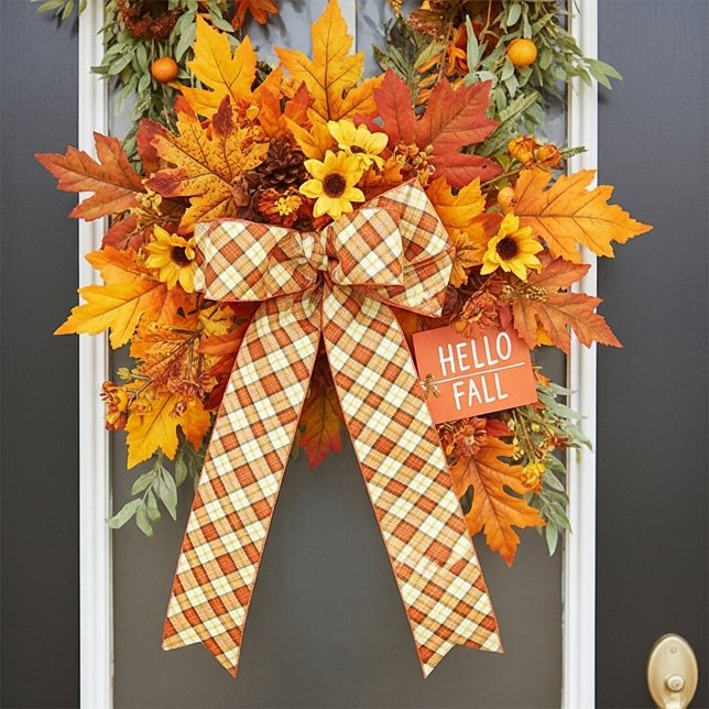 Warm fall plaid satin ribbon (Creator Uploaded)