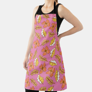Warm Falling Autumn Leaves with Flowers Apron