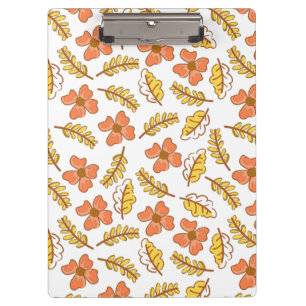 Warm Falling Autumn Leaves with Flowers Clipboard