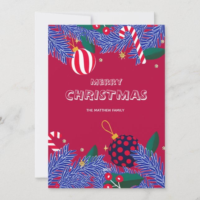 Warm Family Merry Christmas Card (Front)