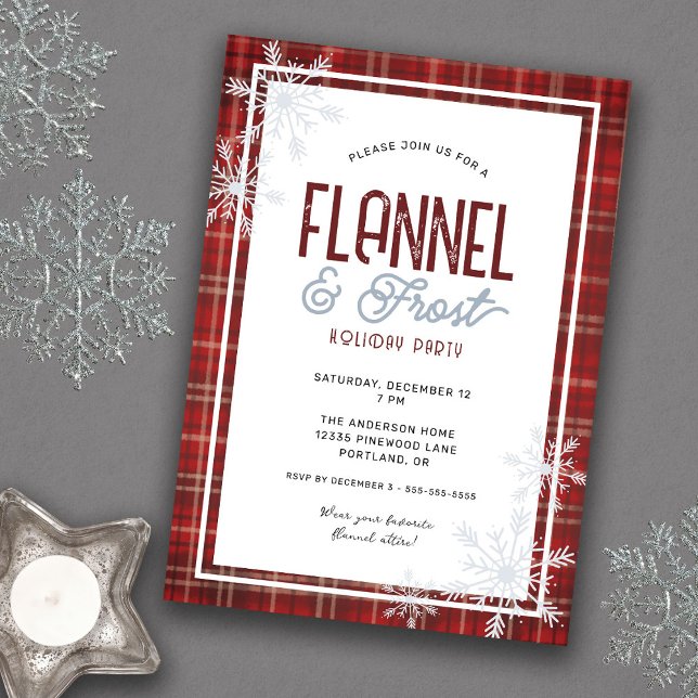 Warm Flannel and Frost Christmas Holiday Party Invitation (Creator Uploaded)
